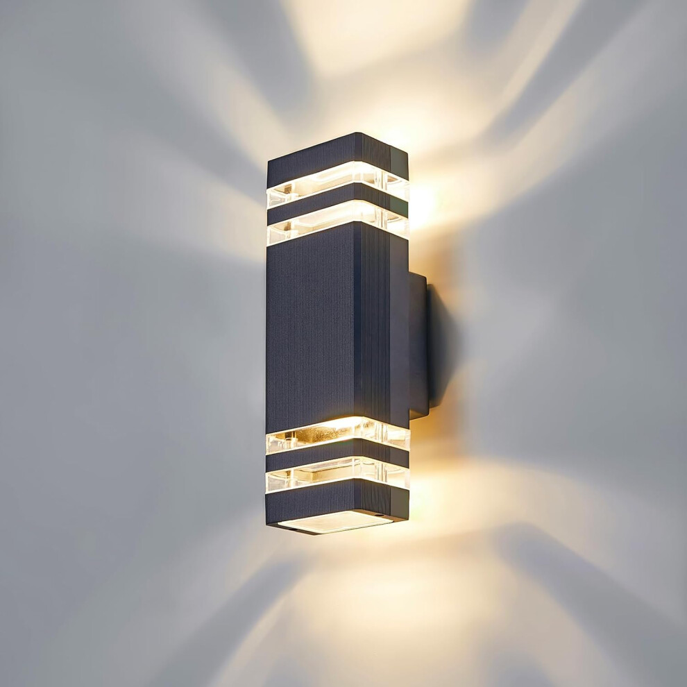 (Anthracite) Outdoor wall lights utility exterior up and down lights, led porch front door lights, square exterior modern lighting exterior wall sconces for house.