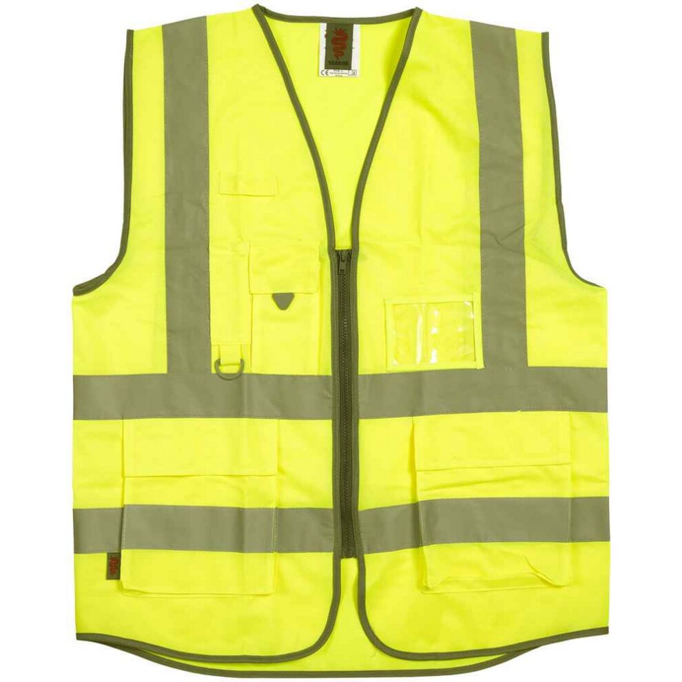 (M, Yellow) Warrior Unisex Adult Executive Hi-Vis Waistcoat