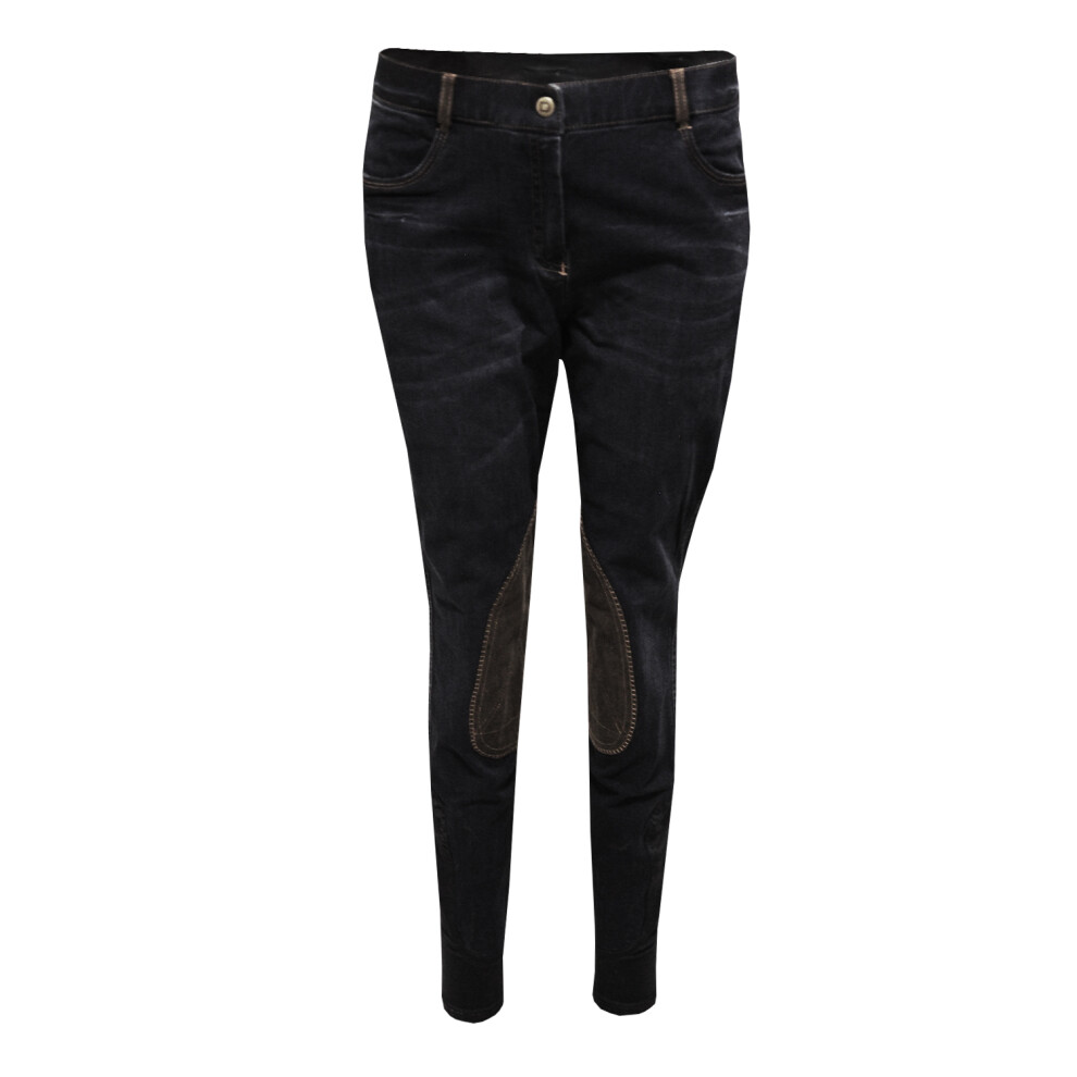 (26in, Ash) Dublin Womens/Ladies Shona Suede Knee Patch Denim Breeches