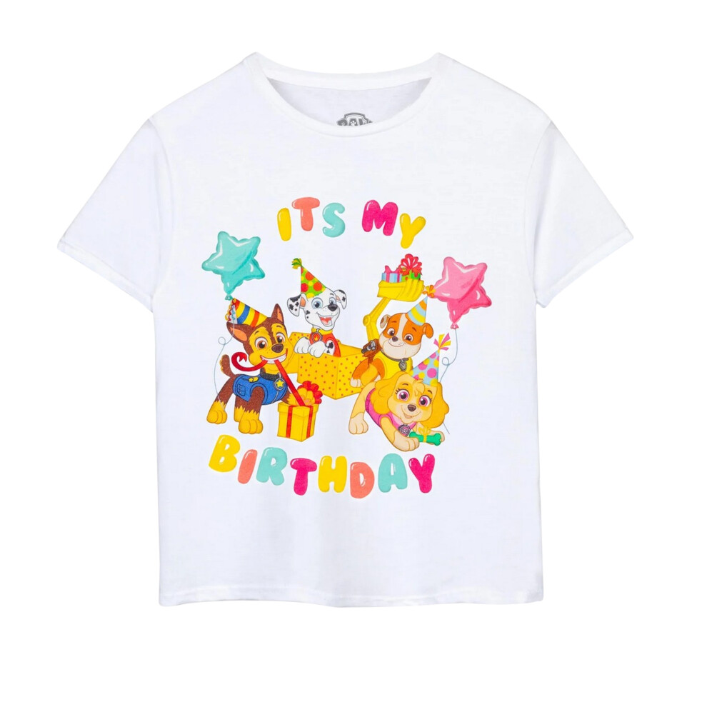 (5-6 Years, White) Paw Patrol Childrens/Kids It's My Birthday Short-Sleeved T-Shirt