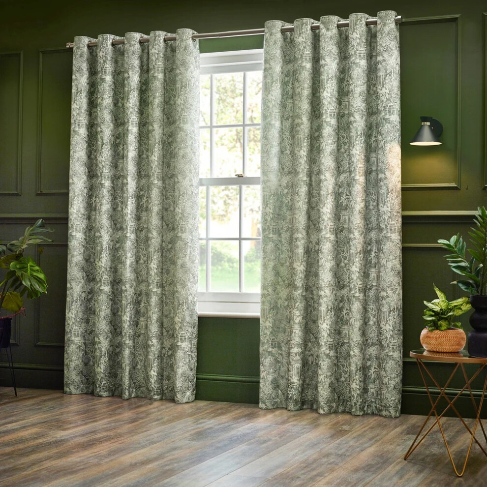 (168cm x 229cm, Sage) Wylder Chenille Bengal Tiger Eyelet Curtains-image-OPC-PDYPJ6S-NEW