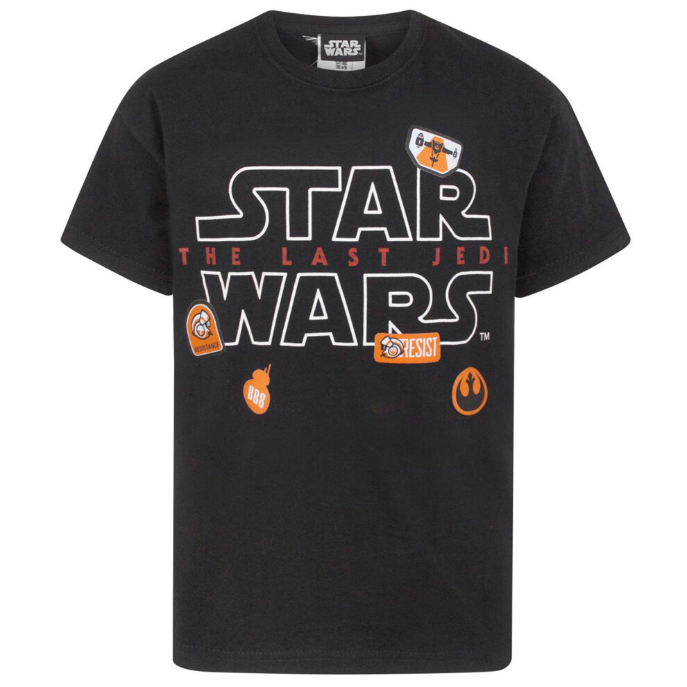 (13-14 Years, Black) Star Wars: The Last Jedi Boys Badge T-Shirt