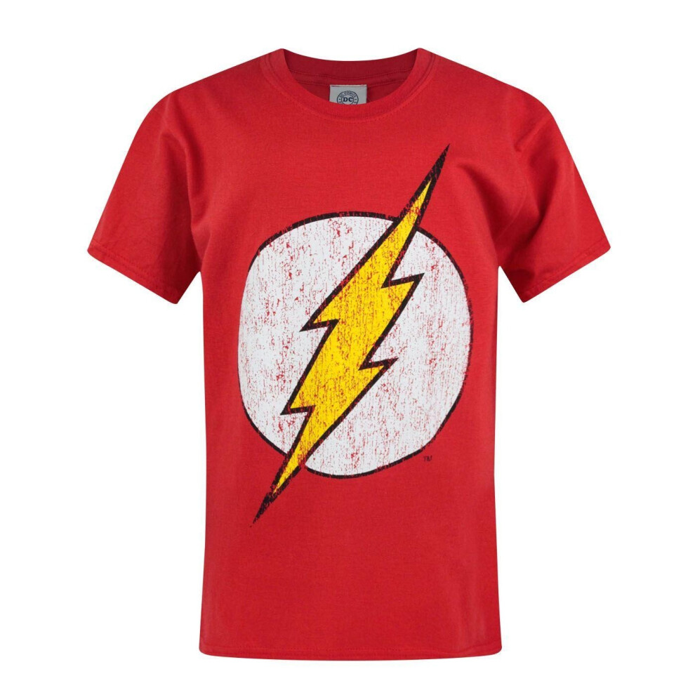 (7-8 Years, Red) Flash Official Boys Distressed Logo T-Shirt