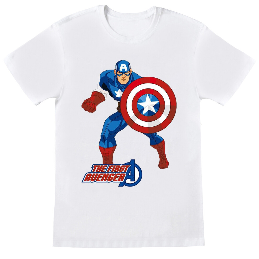 (12-13 Years, White) Marvel Boys Captain America The First Avenger T-Shirt