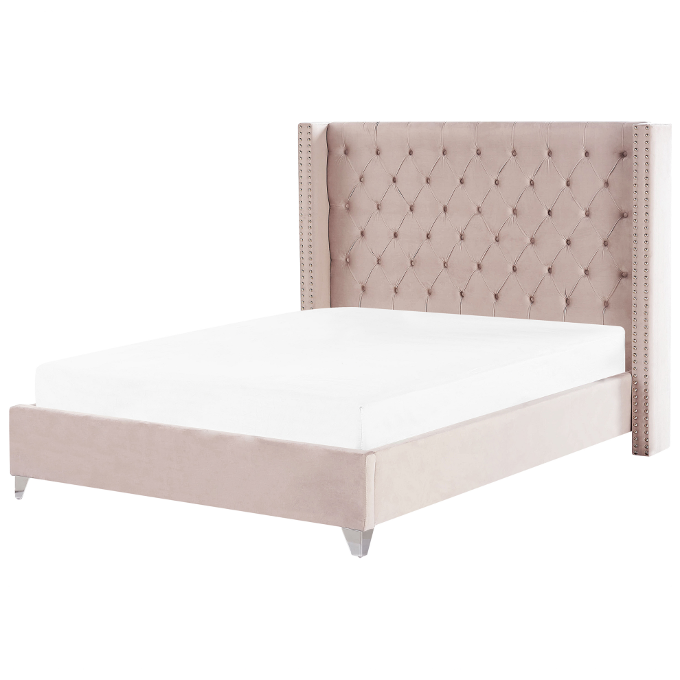 Bed Velvet LUBBON 180 x 200 cm (EU Super King) Pastel Pink