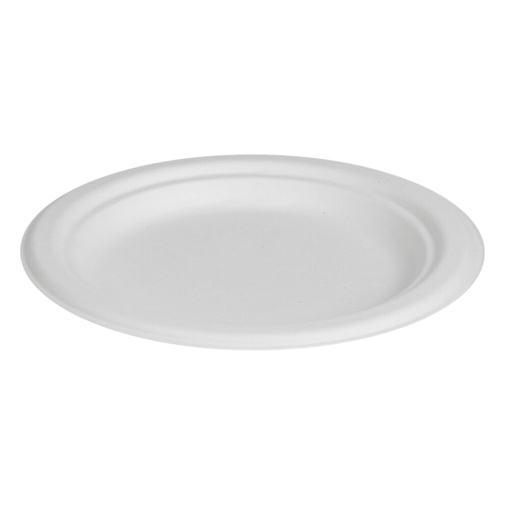 (50, 7" Plates) White Disposable Paper Bowls Plates Biodegradable