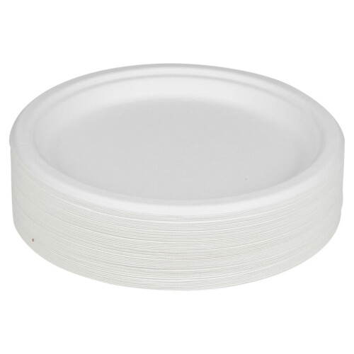URBN Living (50, 9" Plates) White Disposable Paper Bowls Plates Biodegradable 2