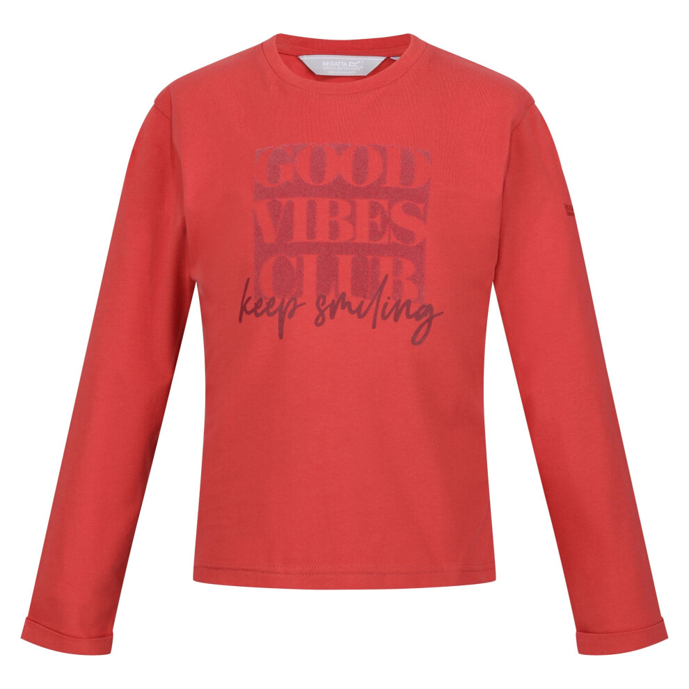 (5-6 Years, Mineral Red) Regatta Childrens/Kids Wenbie III Good Vibes Club Long-Sleeved T-Shirt