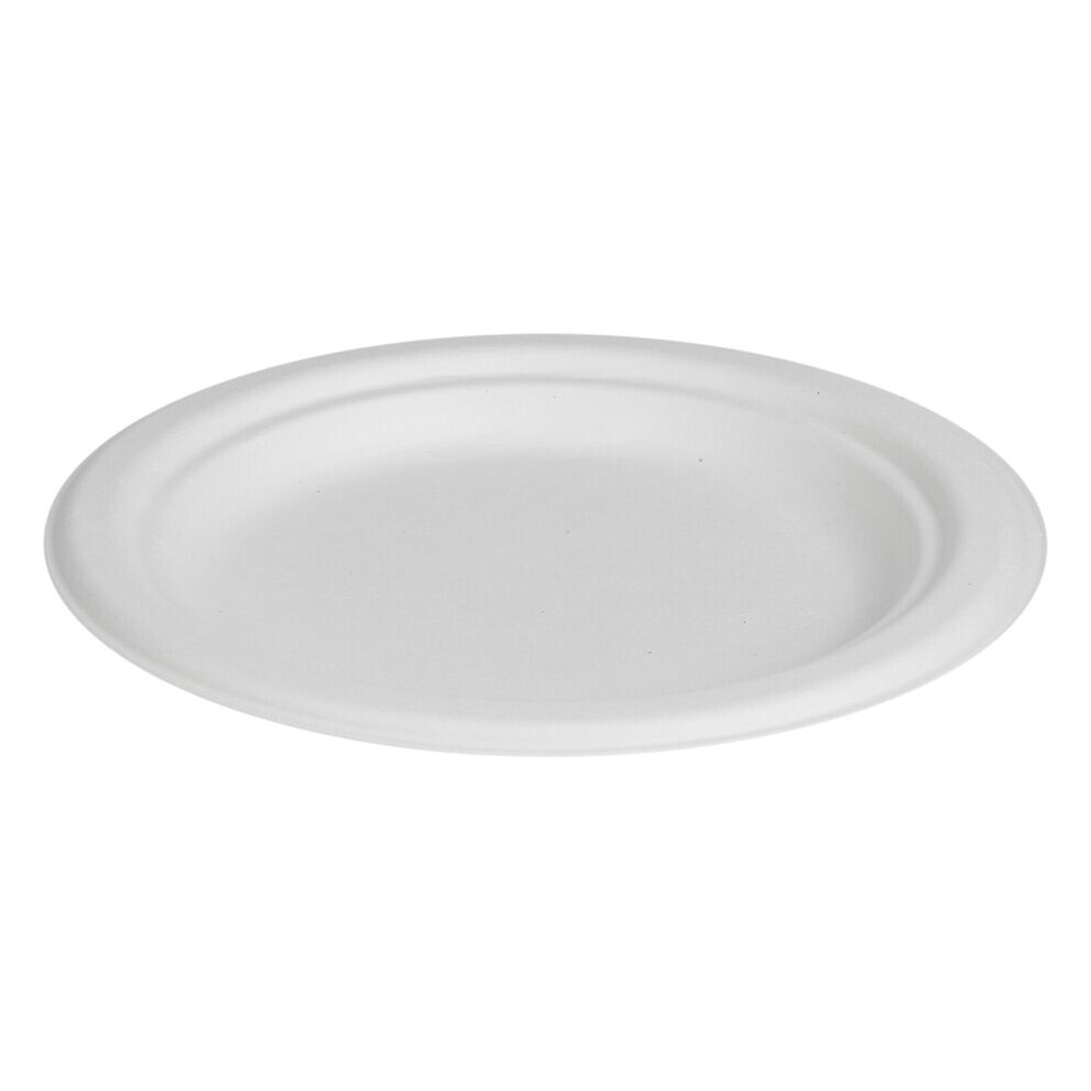 Urbn Living (100, 7" Plates) Disposable Paper Bowls Plates Biodegradable White