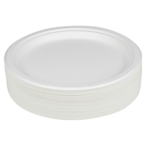 URBN Living (100, 10" Plates) White Disposable Paper Bowls Plates Biodegradable 2