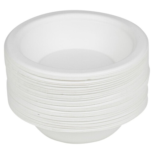 URBN Living (100, 7" Bowls) White Disposable Paper Bowls Plates Biodegradable 2
