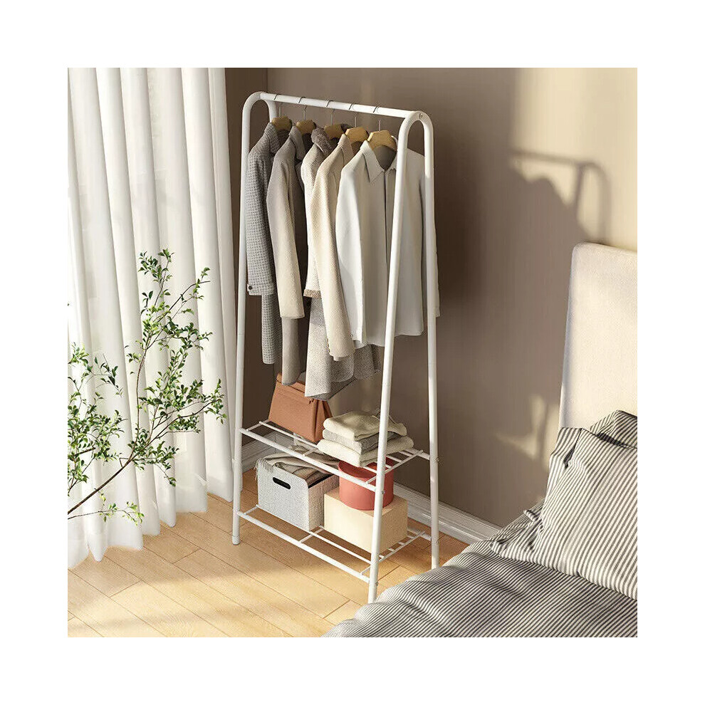 (White) Heavy Duty Metal Clothes Rail Hanging Rack Garment Display Stand Storage Shelf