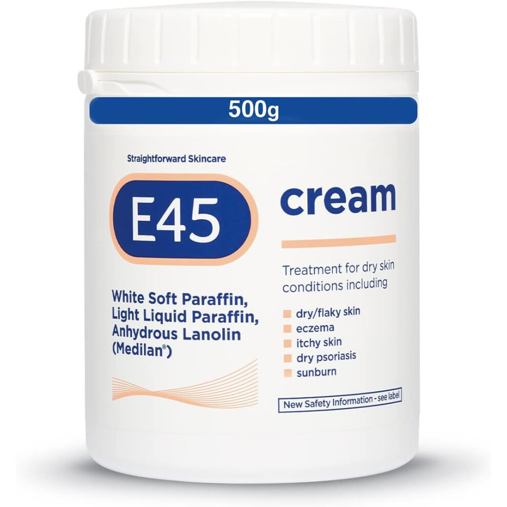 E45 Cream 500 g Tub Moisturiser for Dry Skin and Sensitive Skin