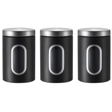 (Black) Kitchen Canister with Lid Airtight Storage Tea Coffee Sugar Canister Food Storage