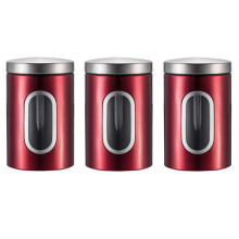 (Red) Kitchen Canister with Lid Airtight Storage Tea Coffee Sugar Canister Food Storage