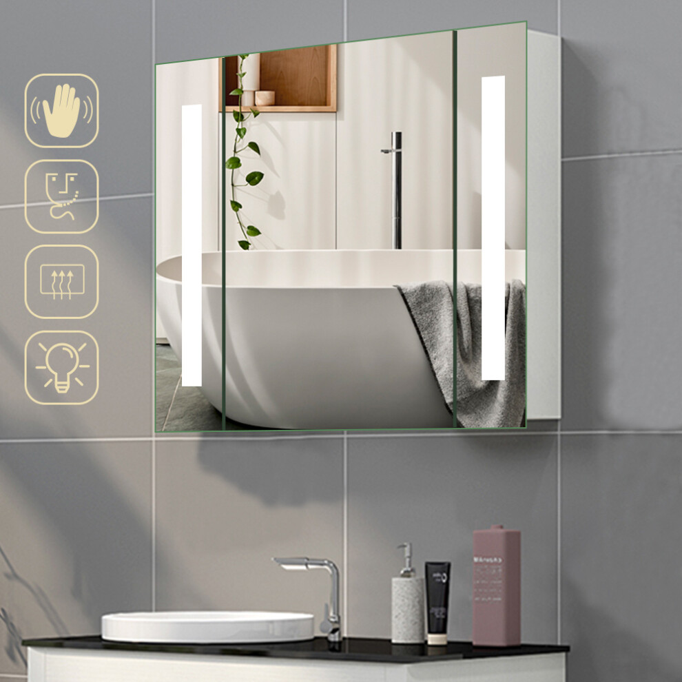 Sensor Wall Bathroom Mirror Cabinet LED Lighting with Shaver Socket 640 x 600 mm