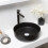 Living And Home Round Black Ceramic Countertop Basin Bathroom Sink W 360 mm 1