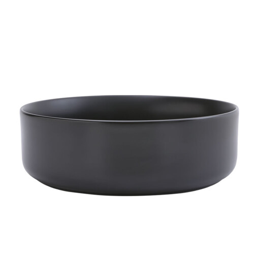 Living And Home Round Black Ceramic Countertop Basin Bathroom Sink W 360 mm 2