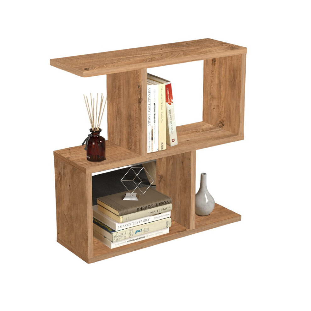 (Pine) 2-Tier Wooden Bookcase Side Unit Shelf Organiser