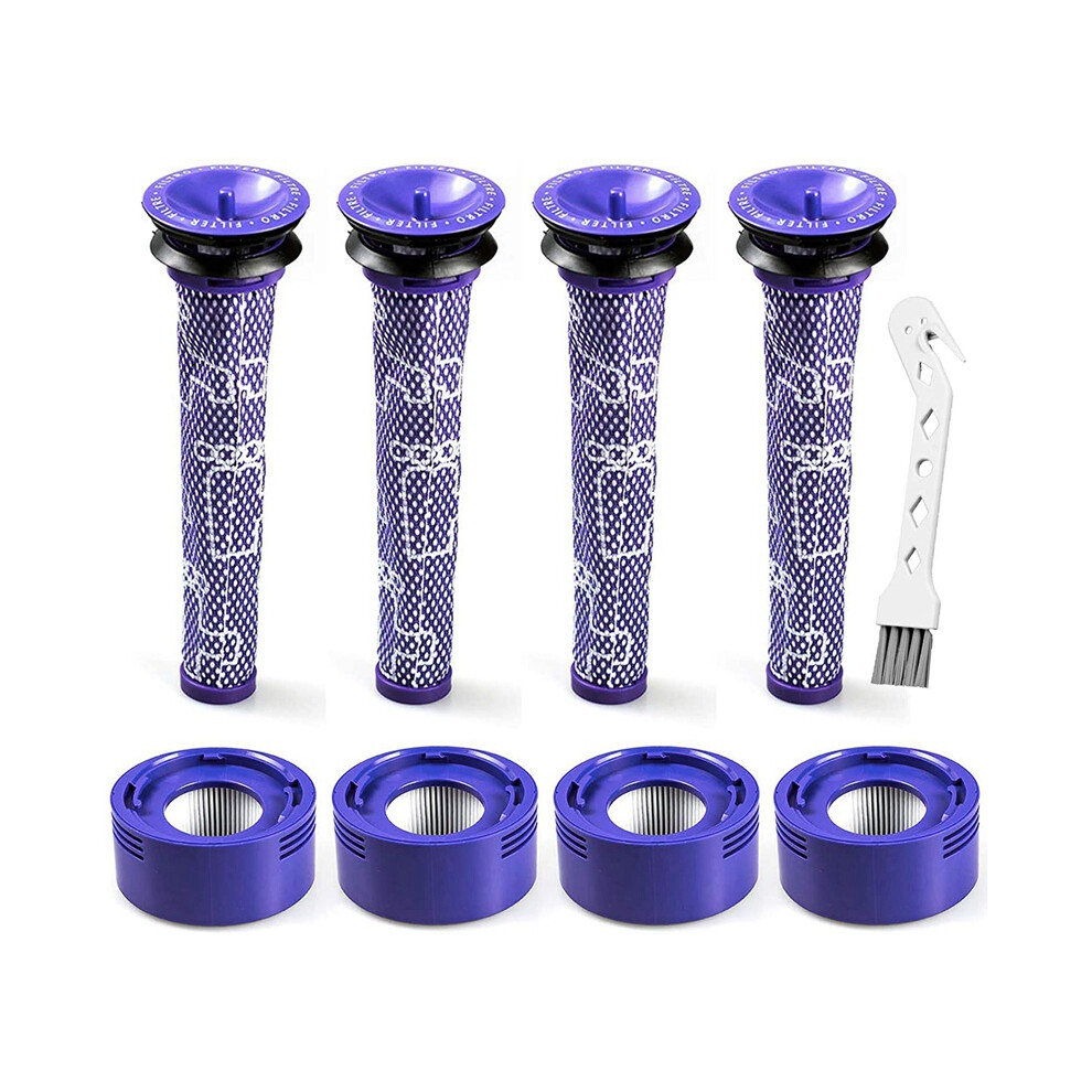 Promotion!8Pack 965661-01&967478-01 Filter Set for Dyson V8 V7 Vacuum, 4 Pre Filters and 4 HEPA Post Filters with 1 Cleaning Bru-image-OPC-PDYPVP2-NEW