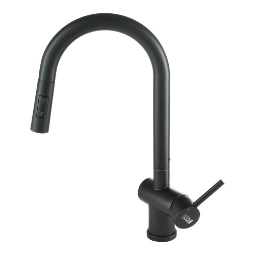 Living And Home Kitchen Sink Mixer Tap with Pull Down Sprayer Matte Black, Single Handle High Arc Pull Out Kitchen Taps 1