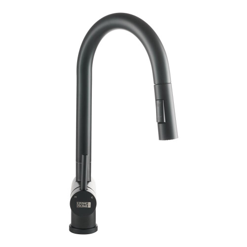 Living And Home Kitchen Sink Mixer Tap with Pull Down Sprayer Matte Black, Single Handle High Arc Pull Out Kitchen Taps 2