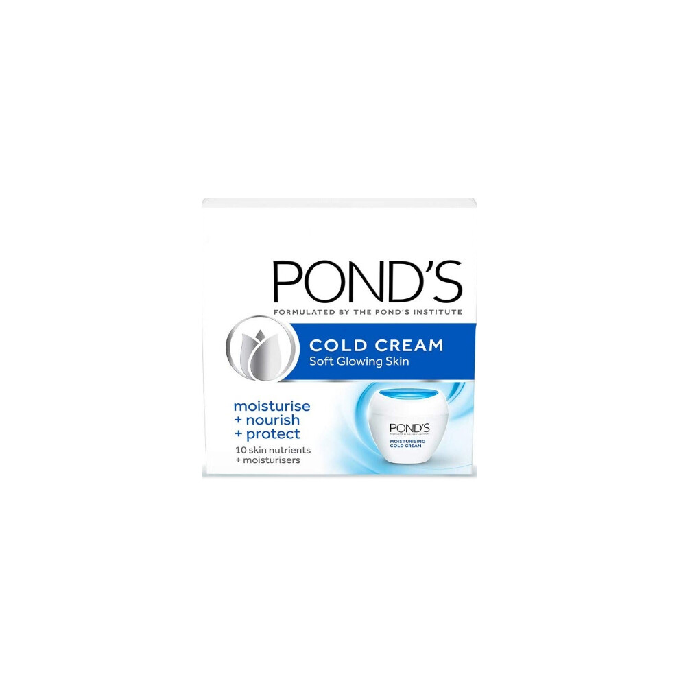 Pond's Cold Moisturising Cream For Soft Glowing Skin Nourish+ Protect; With 10 Skin Nutrients + Moisturisers 91gm