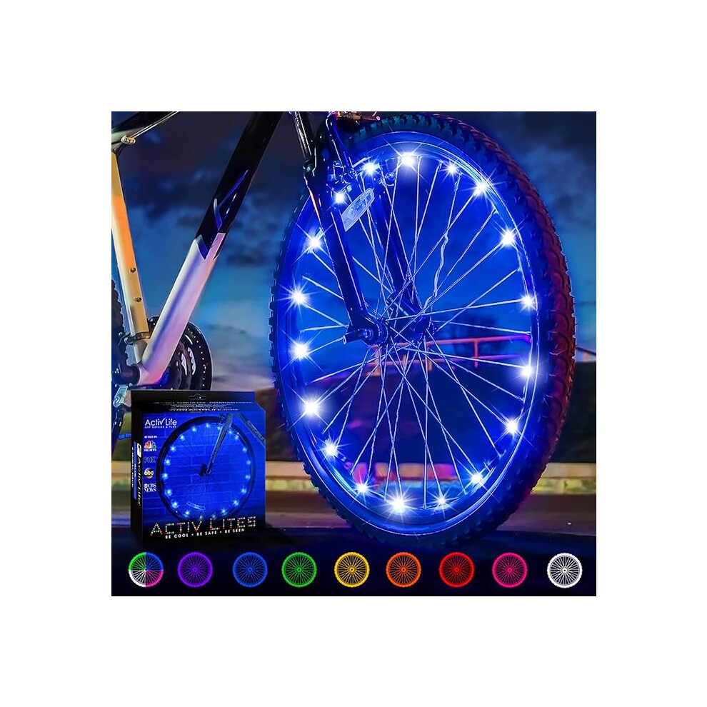 Activ Life Bike Lights Blue 1-Tire Pack LED Bicycle Christmas Lights for Wheels Batteries Christmas Stocking Stuffers for Boys Teens Birthday Presents