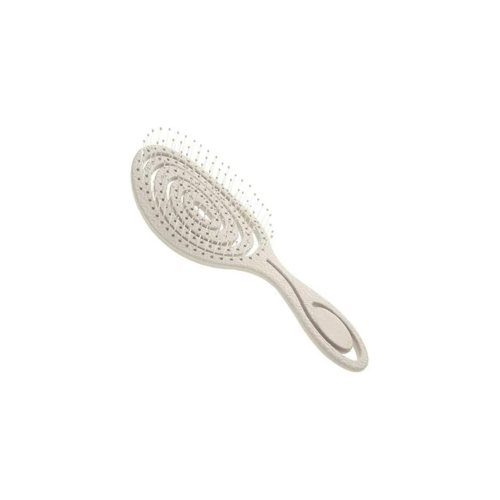 Cs Beauty Eco Friendly Straw Hairbrush Flexible Soft Pin Bristles Detangling Wet/Dry Hair Head Massaging Pro (Oatmeal)