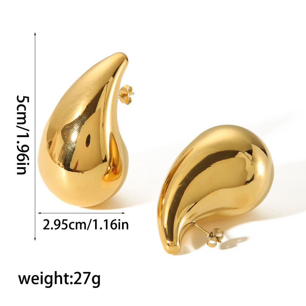 (TE6400-G) Popular stainless steel high-end water drop earrings, non-fading 18K gold earrings, titanium steel earrings for women