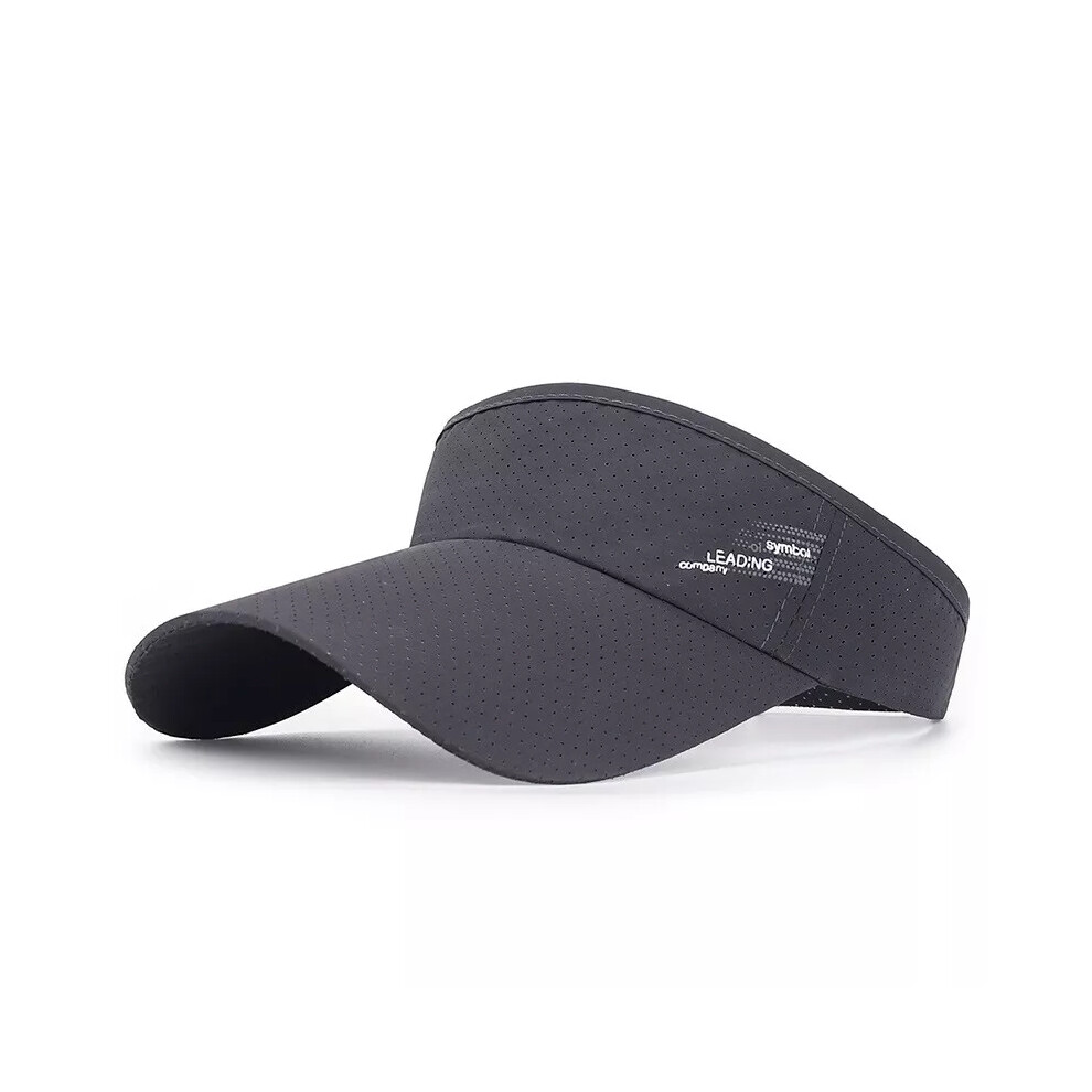 (Dark Grey) Extra Long Sun Visor Headband Cap Unisex Men Women Sports Adjustable Tennis Golf