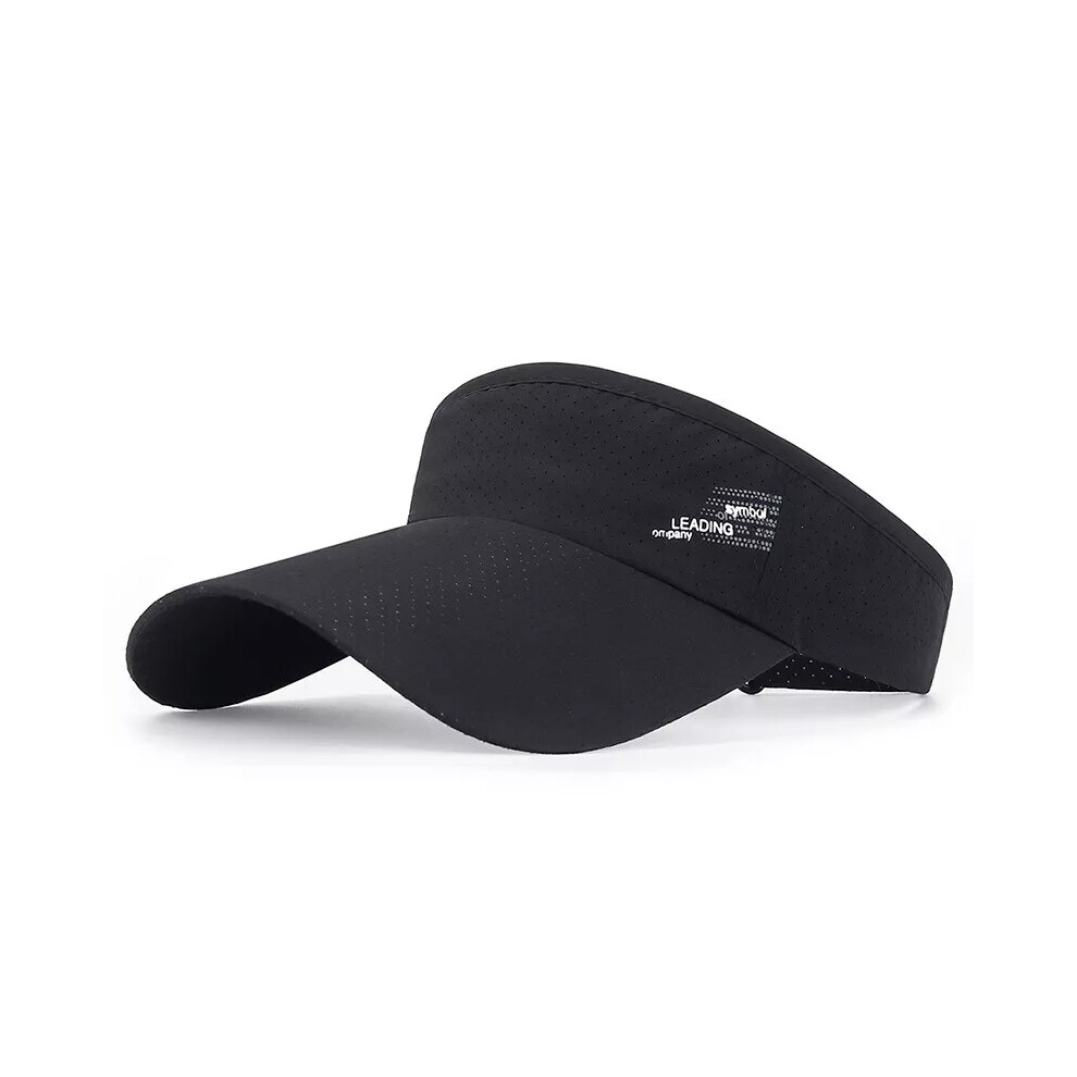 (Black) Extra Long Sun Visor Headband Cap Unisex Men Women Sports Adjustable Tennis Golf
