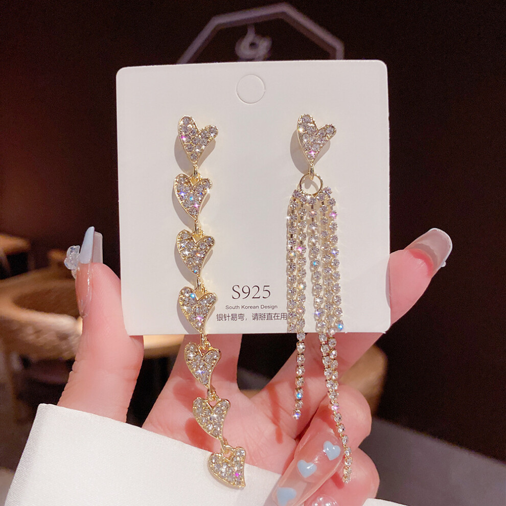 (E0278 silver needle color retention) S925 silver needle fashion tassel earrings Korean high-end pearl earrings temperament earrings light luxury nich