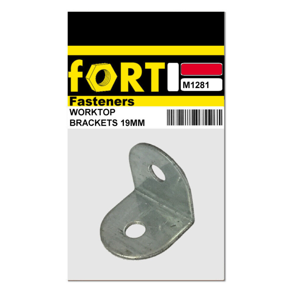 Fort Fastenersâ® Bzp Worktop Brackets 19Mm Square (3/4 Inch) Midi 12 Brackets 5057670043528