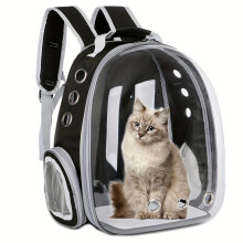 (Black) Breathable Astronaut Window Cat/Dog Carrier Transparent Backpack Pet Travel Bag