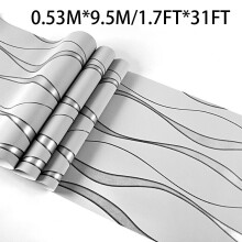 (grey) 1 Roll Textured Fabric Wallpaper, 3D Damask Silver Wave Mural, Silver Grey Wall Covering Contact Paper
