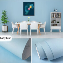 (North Carolina Blue, 60CM*10M) 1 Roll Self-Adhesive Thickened Wallpaper, Solid Color, Moisture-Proof Waterproof Wall Sticker