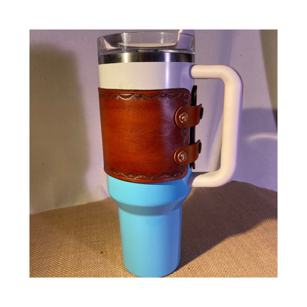 (Brown) Stanley leather cup holder 30oz ice cup 40oz cup holder simple snap leather Stanley cup holder