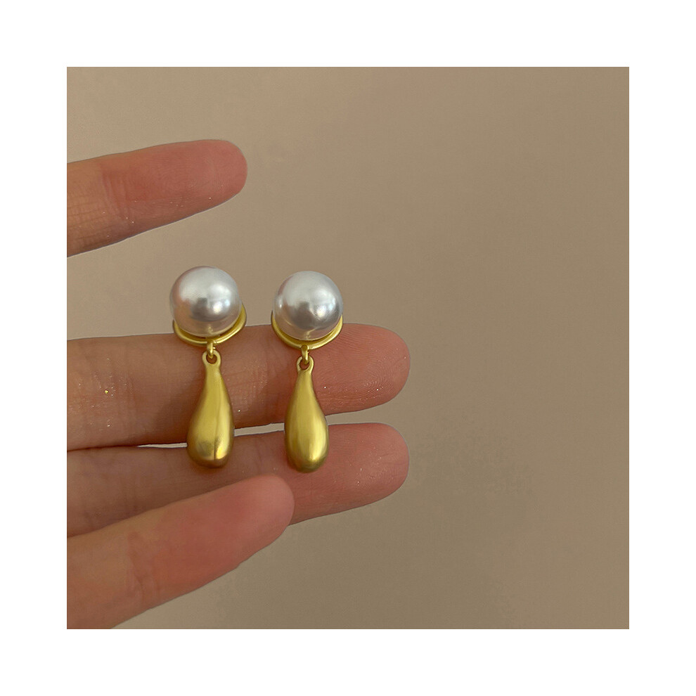 (4# Silver Needle-Gold-Pearl Drops) Silver Needle French Baroque Pearl Flower Tassel Earrings Fashionable Versatile Earrings Temperament Light Luxury