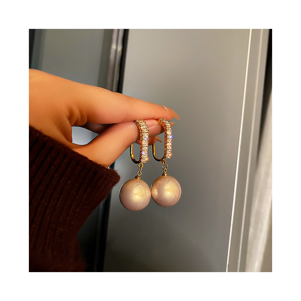 (80# silver needle-champagne color) Silver Needle French Baroque Pearl Flower Tassel Earrings Fashionable Versatile Earrings Temperament Light Luxury