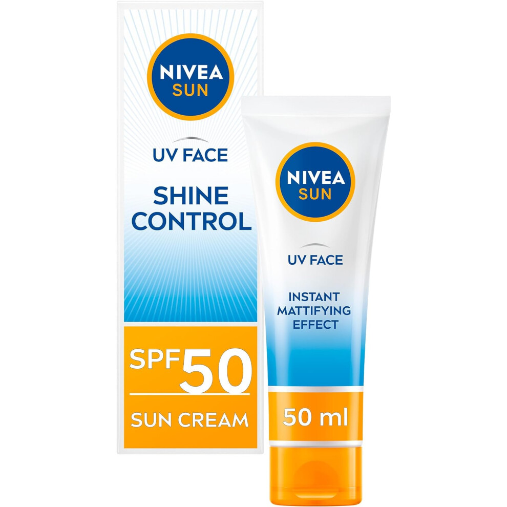 NIVEA Sun UV Face Shine Control SPF 50 Cream (50ml) Sun Cream Protects Against UVA/UVB Rays & Premature Skin Ageing Sunscreen for Delicate Facial Skin