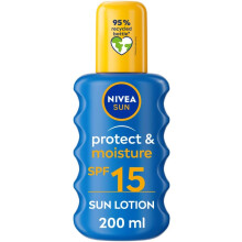 NIVEA SUN Protect & Moisture Sun Spray SPF 15 (200ml), Moisturising Suncream Spray with SPF 15, Highly Effective Sunscreen Providing Immediate