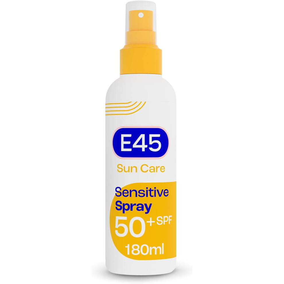 E45 Sun Body Cream Spray for Sensitive Skin. Hydrating Sun Spray with very high UVA for Dry Skin, Sensitive Skin and Eczema Prone Skin - 180 ml