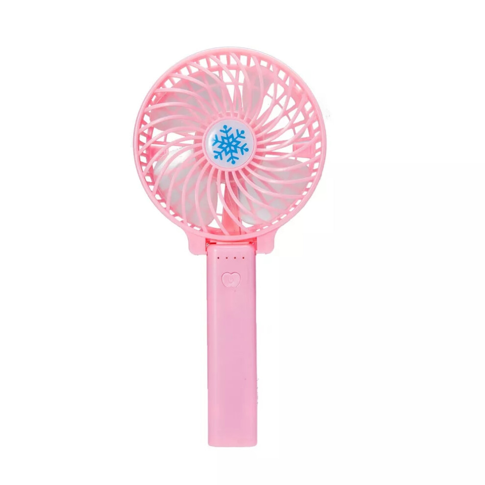 (Pink) Mini Hand Held Fan Portable Folding Desk Fan Cooler Cooling USB Rechargeable Fan-image-OPC-PDYQN7R-NEW