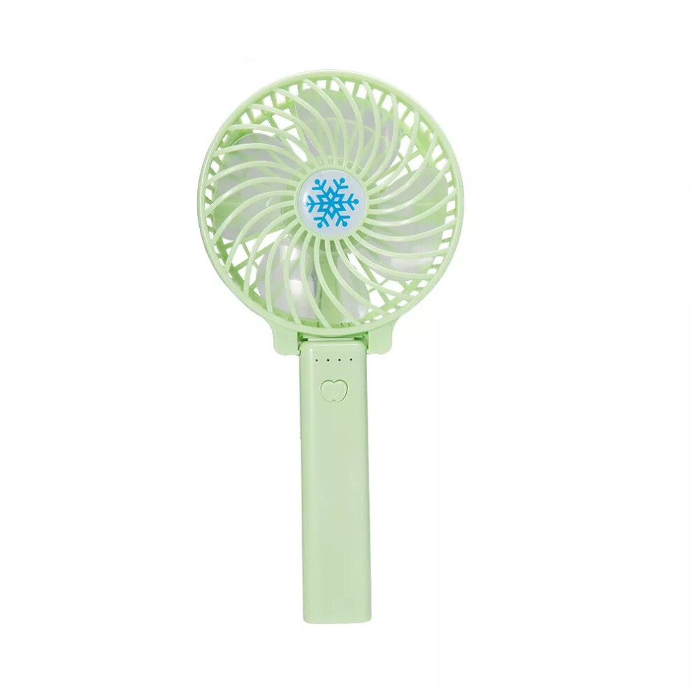 (Green) Mini Hand Held Fan Portable Folding Desk Fan Cooler Cooling USB Rechargeable Fan