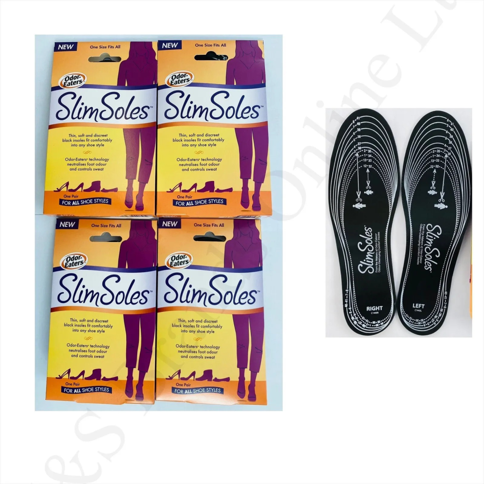 4 x Odor Eaters Slim Soles, Thin, Soft, Shoe Odour Control (4 Pairs)