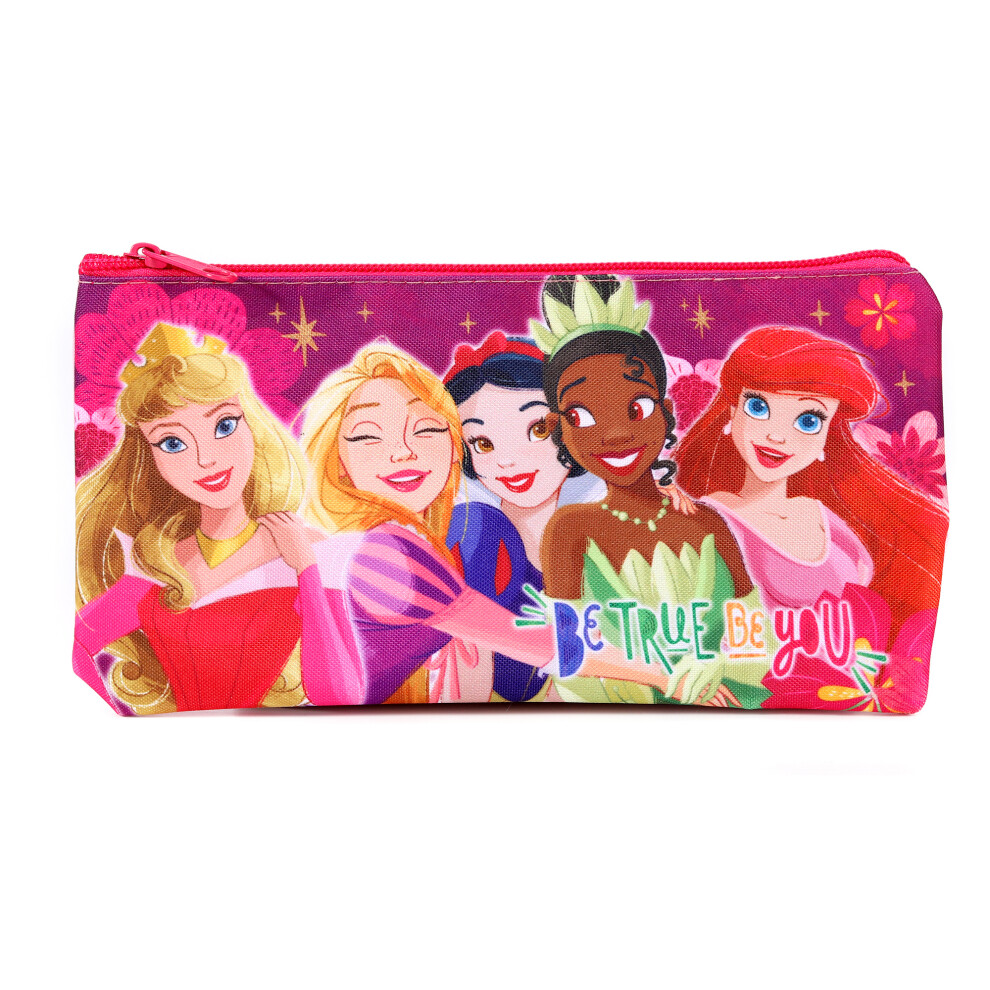 Disney Princess Flat Pencil Case Rapunzel Tiana Ariel Aurora