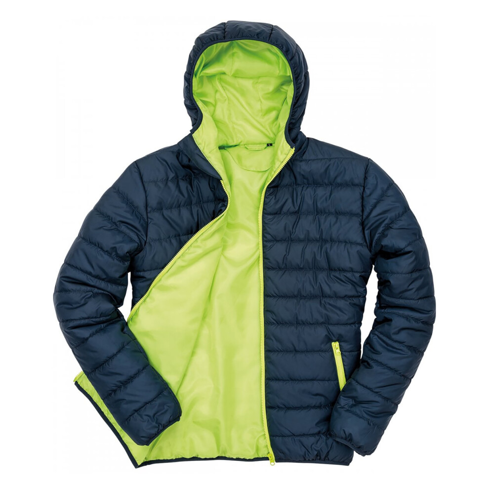 (L UK, Navy/Lime) Result Core Mens Soft Padded Jacket