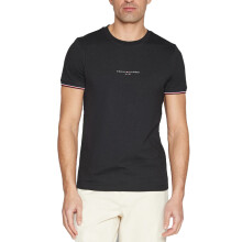 (Black, S) Tommy Hilfiger 32584 Mens T Shirts Tipped Logo