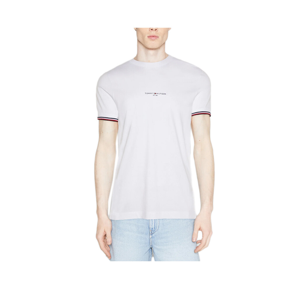 Tommy Hilfiger (, 2XL) 32584 Mens T Shirts Tipped Logo White